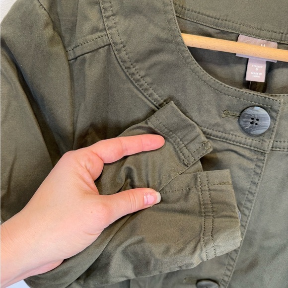 J. Jill Women’s Green Utility Jacket Three-Quarter Sleeves Size 6 - Picture 5 of 15
